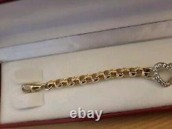 Hallmarked 9 ct Gold Heart Feature Belcher Bracelet 7.5 in Length 15 Grams