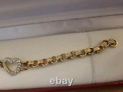 Hallmarked 9 ct Gold Heart Feature Belcher Bracelet 7.5 in Length 15 Grams