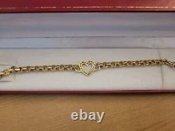 Hallmarked 9 ct Gold Heart Feature Belcher Bracelet 7.5 in Length 15 Grams
