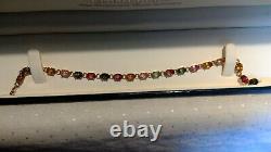 Hallmarked 9ct Yellow Gold& Natural Multi Coloured Stone Bracelet/