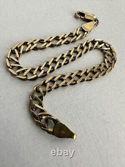 Hallmarked Vintage 9Ct Gold Double Curb Link Bracelet 20.2Cm, 6.5Gr B'ham 1992