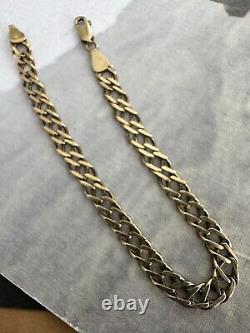 Hallmarked Vintage 9Ct Gold Double Curb Link Bracelet 20.2Cm, 6.5Gr B'ham 1992