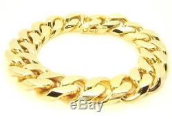 Handmade 9ct (375, 9K) SOLID Yellow Gold Very Large 169.18gr Curb Mens Bracelet
