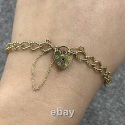 Heart Padlock Twist Rope Chain Bracelet 9ct 9k Yellow Gold 7.5