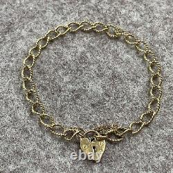 Heart Padlock Twist Rope Chain Bracelet 9ct 9k Yellow Gold 7.5
