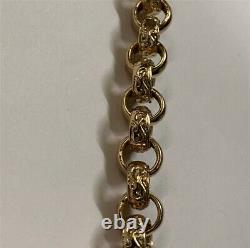 Heavy 11mm 9ct Gold Plated 925 Sterling Silver Mens Belcher Bracelet