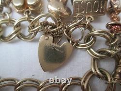 Heavy 9ct Gold Charm Bracelet