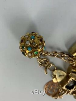 Heavy 9ct Gold Charm Bracelet 18ct, Gem, Masonic, Saint Charms Vintage Antique