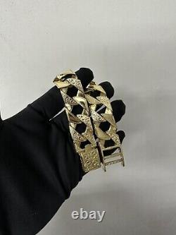 Heavy 9ct Gold On Silver 22mm Chaps/Curb Old School Full Pattern Men's Bracelet
