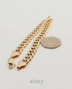 Heavy 9ct Solid Gold Flat Link Curb Bracelet 22.5 grams