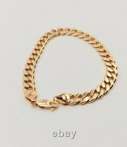 Heavy 9ct Solid Gold Flat Link Curb Bracelet 22.5 grams