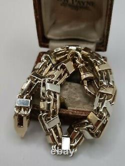 Heavy 9ct Solid Gold Two Tone Cage Chain Bracelet