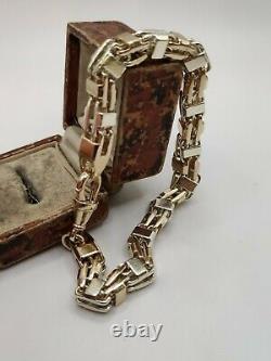 Heavy 9ct Solid Gold Two Tone Cage Chain Bracelet