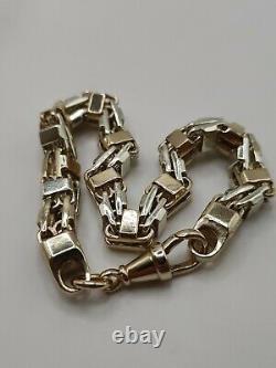 Heavy 9ct Solid Gold Two Tone Cage Chain Bracelet