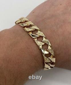 Heavy 9ct Yellow Gold Old School Mens Curb/Chaps Bracelet. Brand New