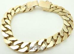 Heavy 9ct solid gold British hallmarked 72.8gm gents 8.25 inch vintage bracelet