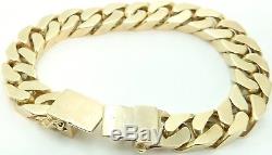 Heavy 9ct solid gold British hallmarked 72.8gm gents 8.25 inch vintage bracelet