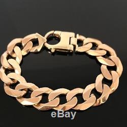 Heavy Chunky 9ct Yellow Gold Mens Curb Bracelet 16mm Link 87.7g #299