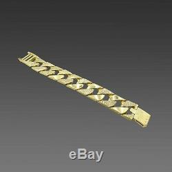 Heavy Curb Mens Bracelet 9ct 7.7Oz 240g 27mm Diamond