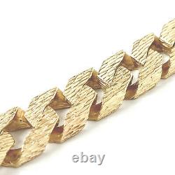 Heavy Gold Identity Bracelet Men's Solid 9ct Yellow Barked Square Link 125g 8.5