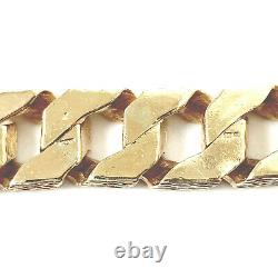 Heavy Gold Identity Bracelet Men's Solid 9ct Yellow Barked Square Link 125g 8.5