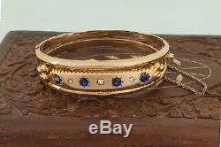 Heavy Quality 9ct Gold Edwardian Sapphire Bangle Chester 1909. BARGAIN. NICE1