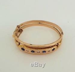 Heavy Quality 9ct Gold Edwardian Sapphire Bangle Chester 1909. BARGAIN. NICE1