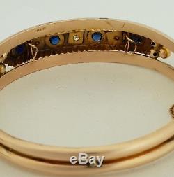 Heavy Quality 9ct Gold Edwardian Sapphire Bangle Chester 1909. BARGAIN. NICE1
