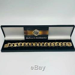 Heavy Solid 375 9ct Yellow Gold Flat Curb Link 16mm Wide 9 Bracelet 145.5g L92