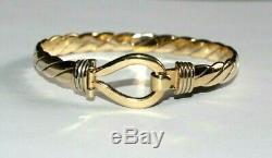 Heavy Solid 9ct Gold Gucci Style Torque Bangle. Loop & Hook Front. 22 Grams