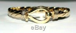 Heavy Solid 9ct Gold Gucci Style Torque Bangle. Loop & Hook Front. 22 Grams