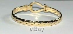 Heavy Solid 9ct Gold Gucci Style Torque Bangle. Loop & Hook Front. 22 Grams