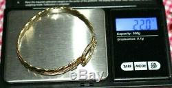 Heavy Solid 9ct Gold Gucci Style Torque Bangle. Loop & Hook Front. 22 Grams