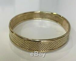 Heavy Victorian 9ct solid gold & Diamond engraved mesh Bangle 38.80g