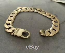 Heavy Wide Link 9ct Gold Mens Bracelet 50 Grams Not Scrap See Pics
