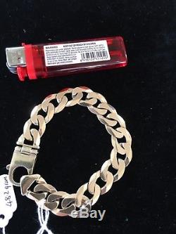 Heavy mens 9ct gold curb link bracelet 48.2 Grams