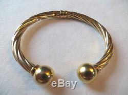 Hinged 9ct Gold Ladies Twist Design Torque Bangle Bracelet