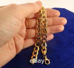 Hollow Ladies Gents 9ct Yellow Gold Curb Bracelet 10gr Hm Gift 1cm link cx621