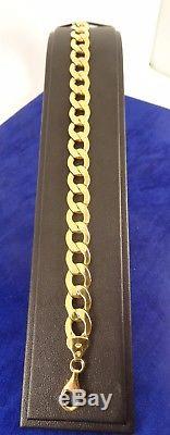 Hollow Ladies Gents 9ct Yellow Gold Curb Bracelet 10gr Hm Gift 1cm link cx621