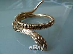IMMACULATE 60's 9CT GOLD SNAKE BANGLE BRACELET RUBY EYES 21.7GM SMITH & PEPPER