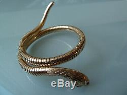 IMMACULATE 60's 9CT GOLD SNAKE BANGLE BRACELET RUBY EYES 21.7GM SMITH & PEPPER