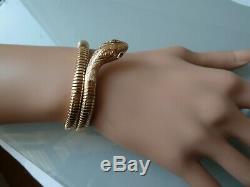 IMMACULATE 60's 9CT GOLD SNAKE BANGLE BRACELET RUBY EYES 21.7GM SMITH & PEPPER