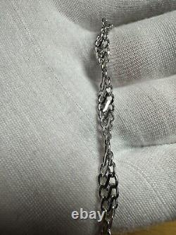 Italian 9ct 375 White Gold 7.5 (19cm) Bracelet 3.26g. Strong Clasp
