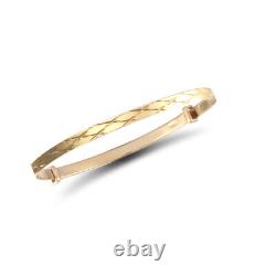 Jewelco London 9ct Gold Diamond Cut 2.5mm Expanding Bangle Bracelet