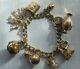 Ladies 9ct Gold Charm Bracelet Pre-owned 1950's 10 Charms + Padlock