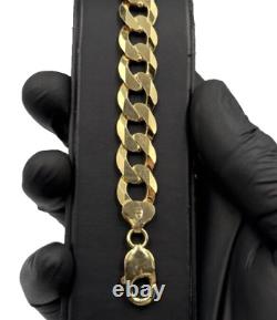LARGE 9ct Yellow Gold on Silver Solid Curb Chain Bracelet 9 inch 12.5MM