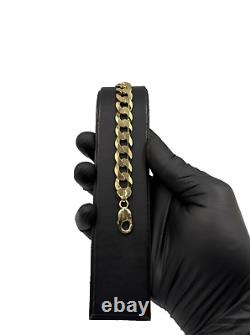 LARGE 9ct Yellow Gold on Silver Solid Curb Chain Bracelet 9 inch 12.5MM