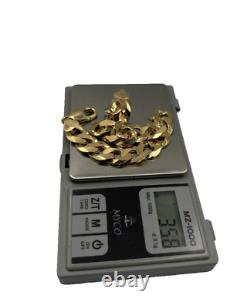 LARGE 9ct Yellow Gold on Silver Solid Curb Chain Bracelet 9 inch 12.5MM