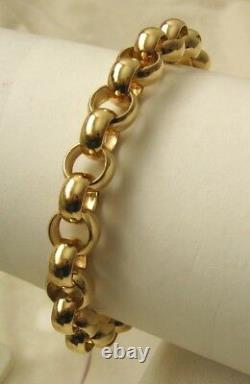 LARGE GENUINE 9K 9ct SOLID Gold PLAIN BELCHER Bracelet with BOLT RING CLASP