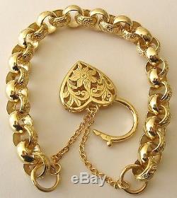 LARGE SOLID 9K 9ct Yellow Gold PLAIN & PATTERN BELCHER Bracelet 19.5 cm